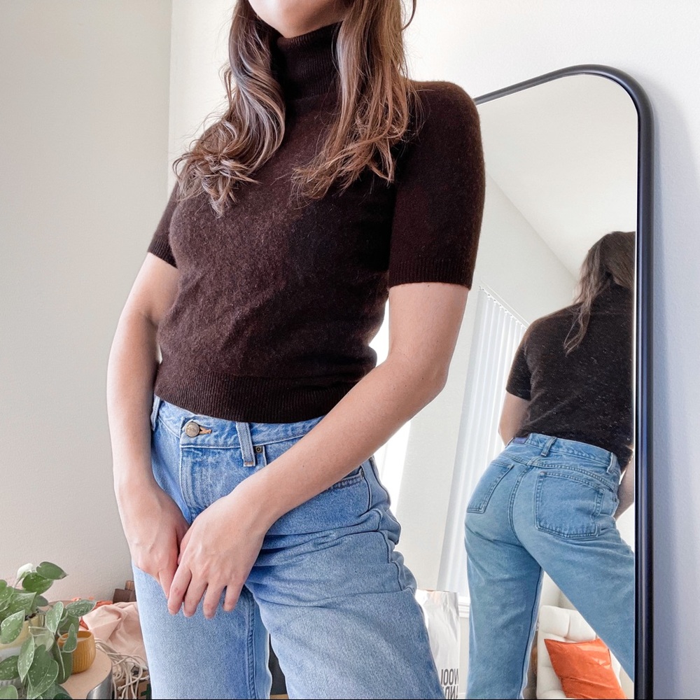 Lord & Taylor Cashmere Turtleneck Short Sleeve Sweater